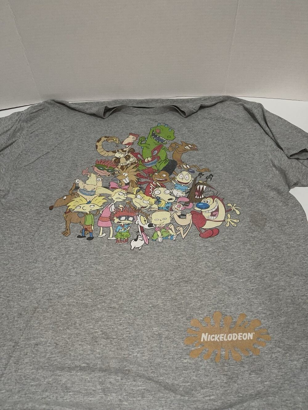 Nickelodeon Men's Gray Crew Neck Short Sleeve T-Shirt XXL Rugrats Graphic Logo